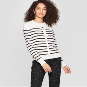 Black and White Striped Cardigan